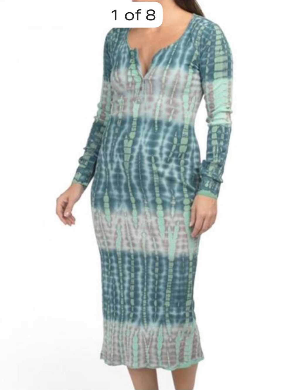Young Fabulous & Broke M Teal Aurora tiedyeLong Sleeve Midi Dress current season